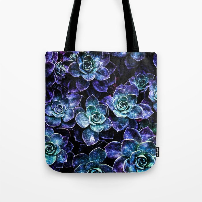 Succulents Purple Teal Mint Sparkle Tote Bag