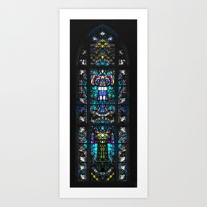 Castle in Malbork stained glass window in the_church rorschach Art Print