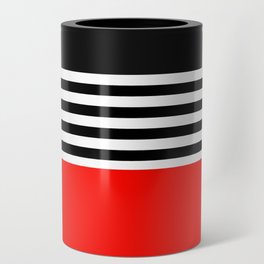 Candy Apple Red With Black and White Stripes Can Cooler