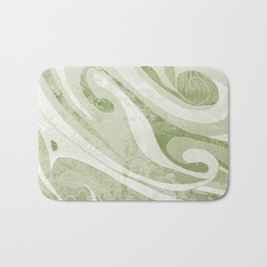 Abstract Green Waves Design Bath Mat