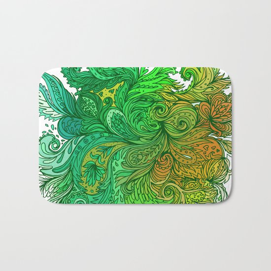 Green Floral Indian Pattern Bath Mat
