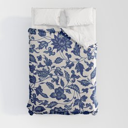 Blue Flower Pattern Duvet Cover