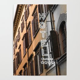 Hotel California // A Modern Artsy Style Graphic Photography of Neon Sign in Europe on Buildings Poster | Building Stone Alley, Simple Neutral Color, Girls And Guys Art, Medieval Amsterdam, Big Picture Pictures, Washed Out Eagles, Trendy Room Decor, Italy Italian Paris, Retro Vintage Trippy, City Street Streets 