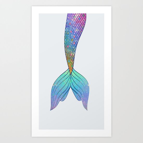rainbow mermaid tail Art Print