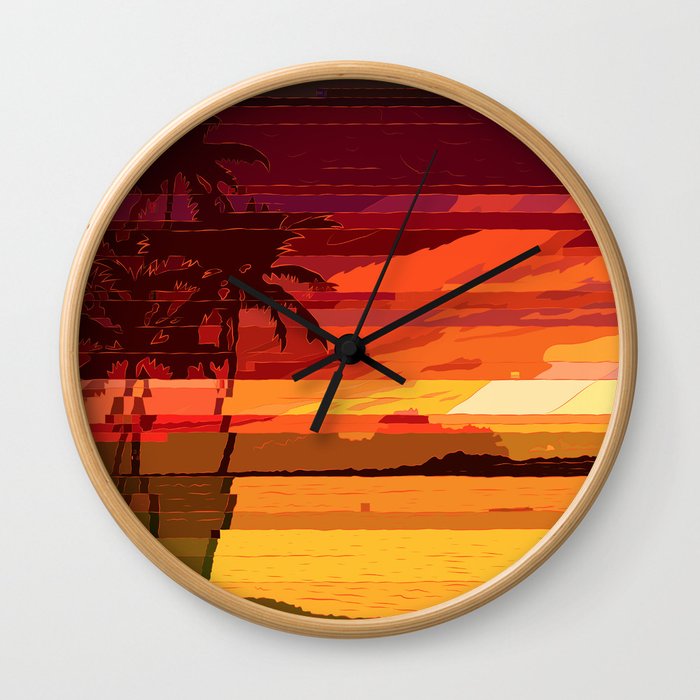 Tropical Glitchset Wall Clock