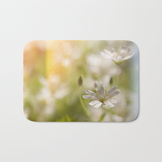 White tender Spring Flowers and blossoms on #Society6 Bath Mat