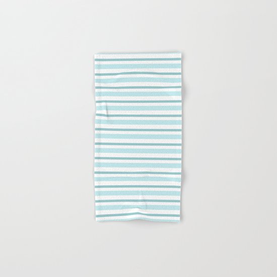 Stripes Lines horizontal - different colors of blue aqua #Society6 Hand & Bath Towel