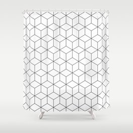 3D Cubes Line Pattern Shower Curtain