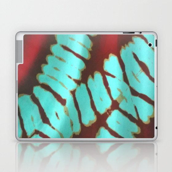 Tie dye turquoise and red Laptop & iPad Skin