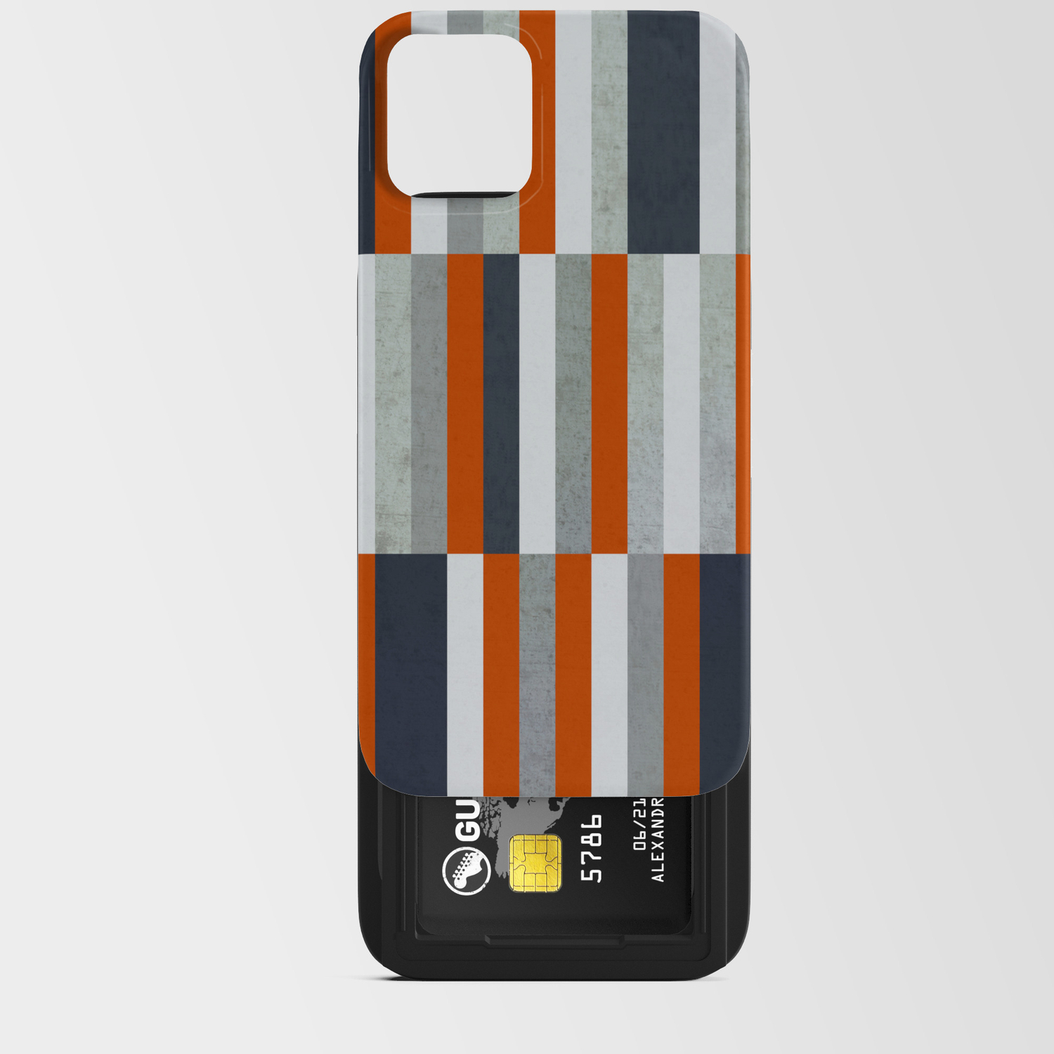 Orange, Navy Blue, Gray / Grey Stripes, Abstract Nautical Maritime Design  By Iphone Card Case By Pelaxy | Society6