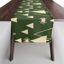 Christmas Pattern Green Geometric Tree Modern Table Runner