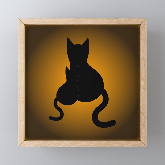 Black Cats & Pattern Framed Mini Art Print