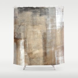 Brown and Beige Abstract Art Painting Shower Curtain