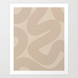 Swirl Stripe Pattern 9 in Beige Chocolate Milk Brown Art Print