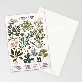 Herbarium ~ vintage inspired botanical art print ~ white Stationery Card