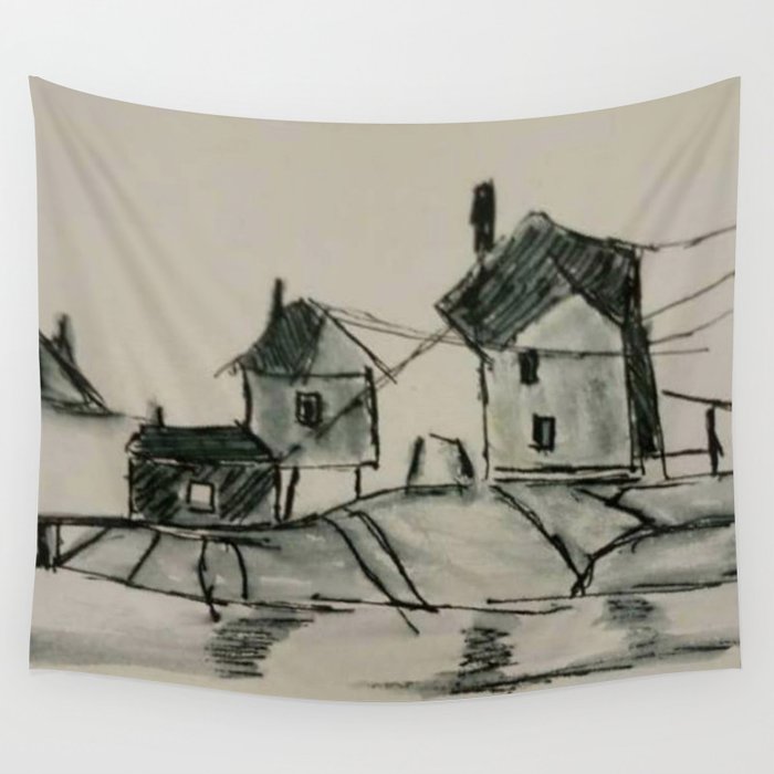 Houses by the sea Wall Tapestry