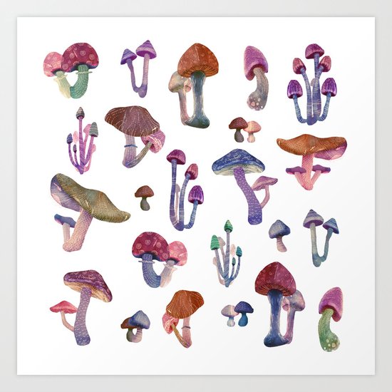 mushrooms Art Print