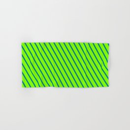 [ Thumbnail: Teal & Chartreuse Colored Lines Pattern Hand & Bath Towel ]