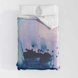 PYT: a minimal abstract mixed media piece on canvas in blues, pink, purple, and white Duvet Cover