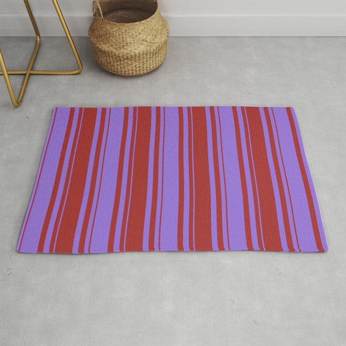Purple and Brown Colored Lines Pattern Rug