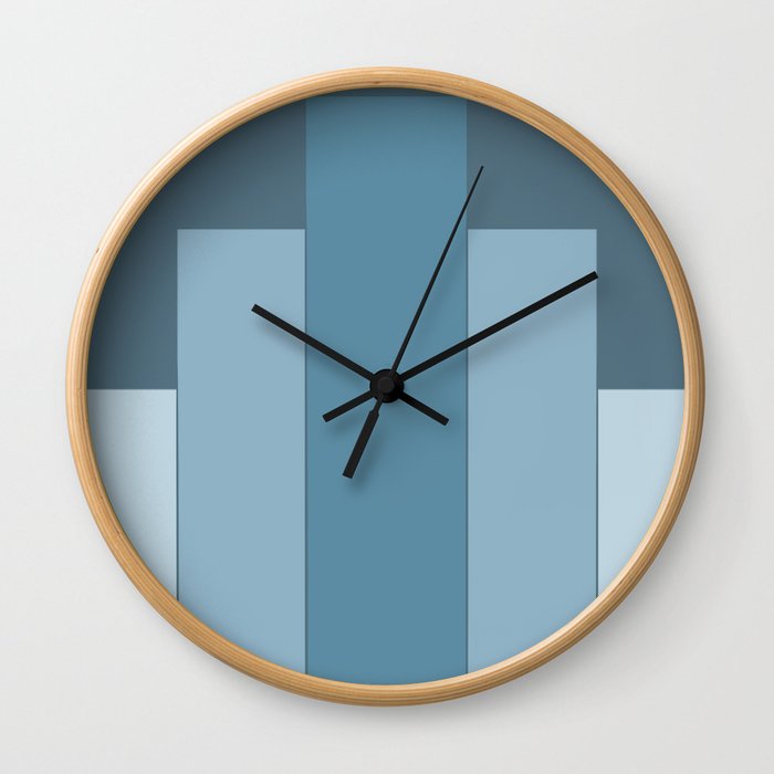 Blue Blocks, Abstract Art Wall Clock