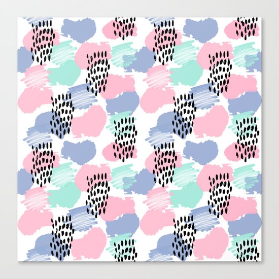 Pastel painted pattern minimal mint and pink nursery home decor patterns Canvas Print