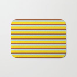 [ Thumbnail: Yellow, Sienna & Powder Blue Colored Striped/Lined Pattern Bath Mat ]