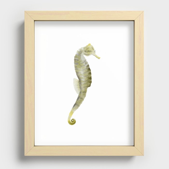 Seahorse | Digital watercolor illustration | Animal illustration |  Recessed Framed Print