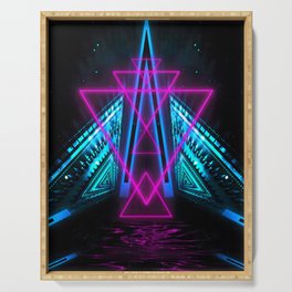 Neon landscape: Pink Triangles Serving Tray