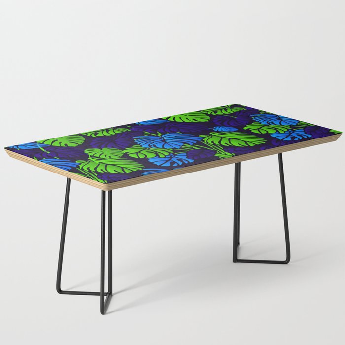 Green, Blue Color Leaves Pattern Design  Coffee Table
