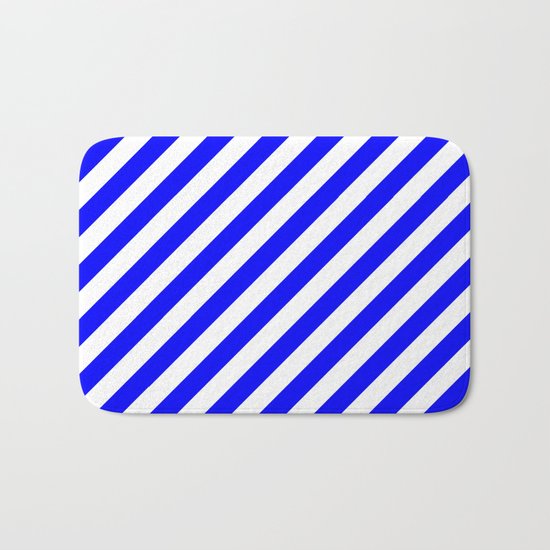 Diagonal Stripes (Blue/White) Bath Mat