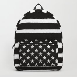 Black N White American Flag Distressed Style Backpack | Unity, Usa, Unitedstates, America, White, Flag, Stripes, Monochrome, Distressed, Stars 