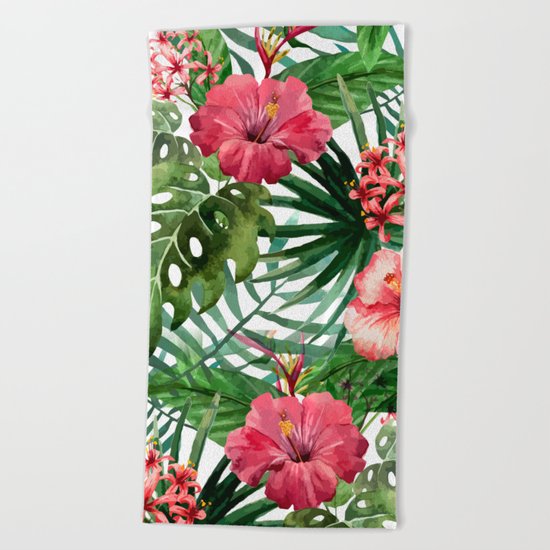 Tropical floral 6 Beach Towel