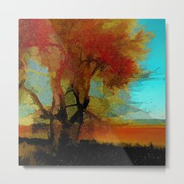 Southwestern Red Tree Metal Print | Rural Art, Graphic Design, Digital Art, Redandturquoise, Red, Redtree, Redandaqua, Abstract, Sky, Boho 