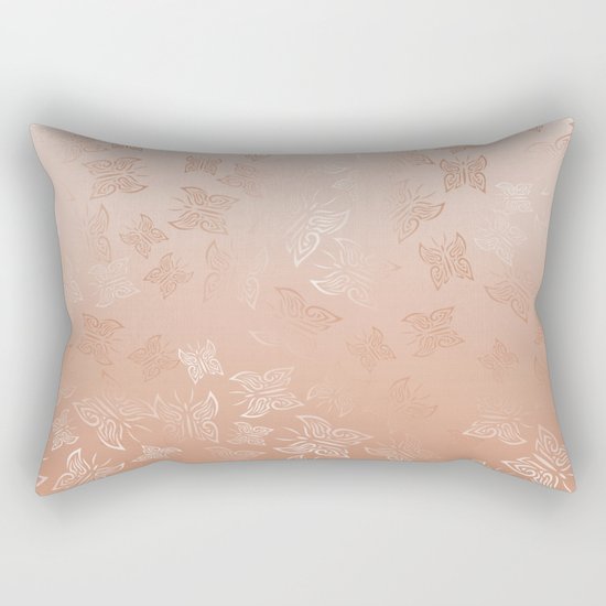 Rose Gold Butterflies Pattern Rectangular Pillow