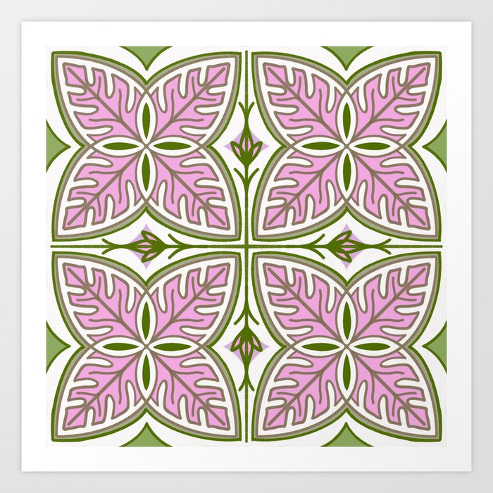 Modern Pink and Green Tropical Art Print