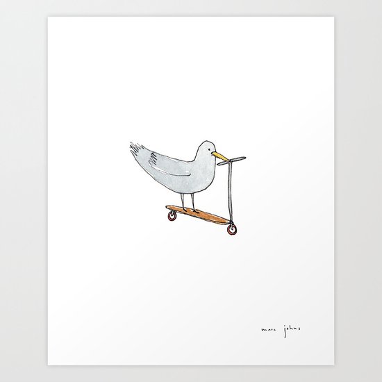 bird on a scooter Art Print