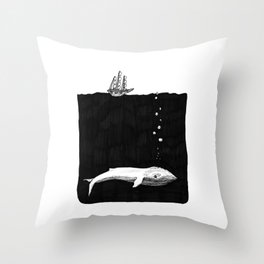 Big Whale, Little Boat Throw Pillow