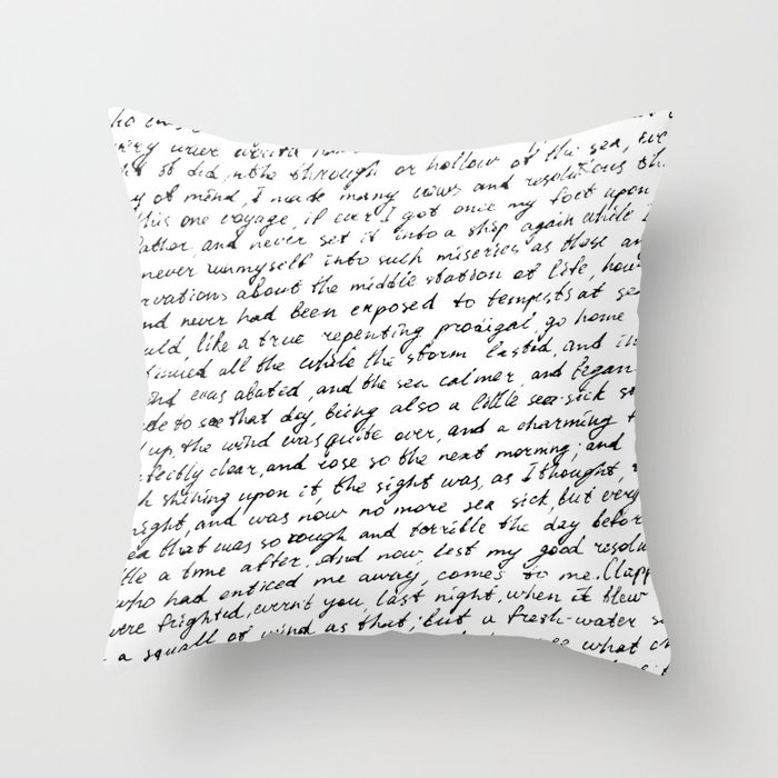 Monochrome background of careless ink writing. Handwritten letter texture. Vintage illustration Throw Pillow