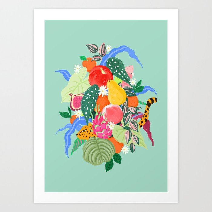 Fruits and Jungle Combo Art Print