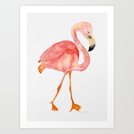 Pink Watercolor Flamingo Art Print
