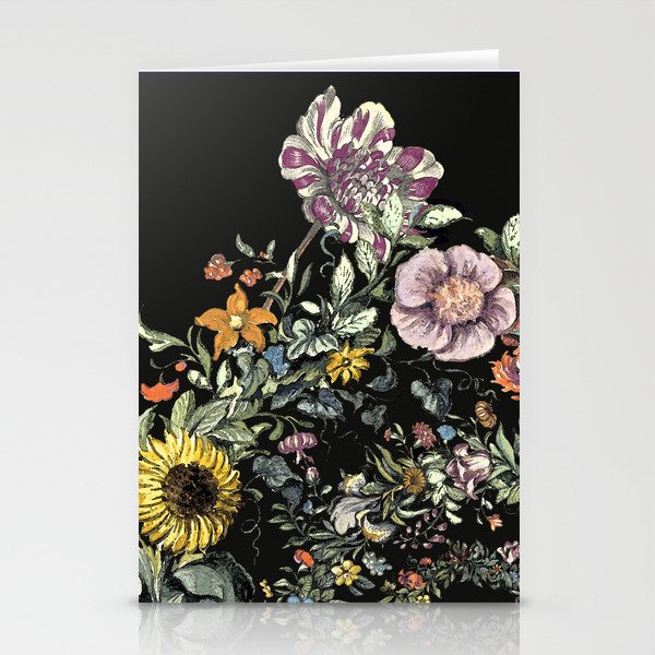 Flowers on a black background Stationery Cards
