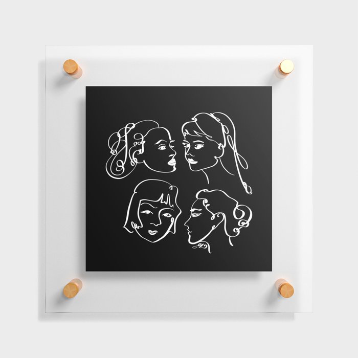 Faces Black and White Floating Acrylic Print