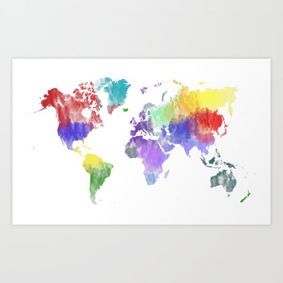 Colorful World Map Art Print By Mormor Society6 Colorful World Map Art Print By Mormor Society6