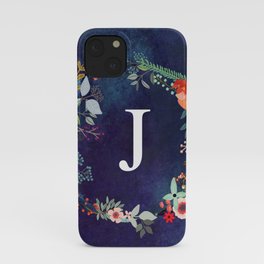 Personalized Monogram Initial Letter J Floral Wreath Artwork iPhone Case
