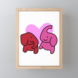 Elephants In Love – Two Cute Elephants With Heart  Framed Mini Art Print