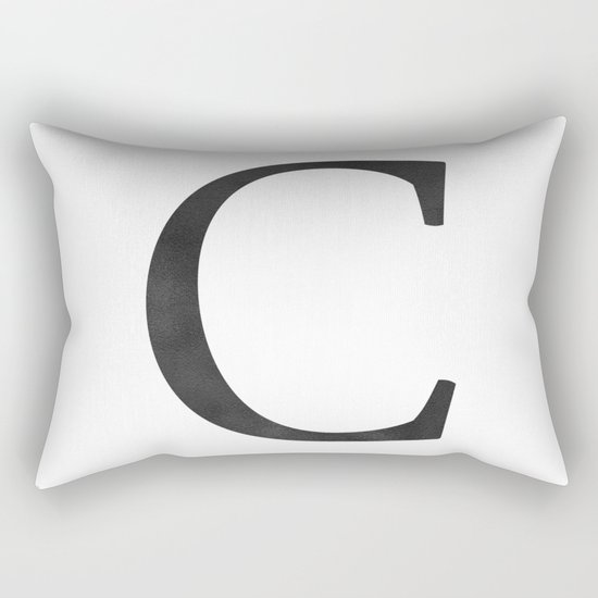 Letter C Initial Monogram Black and White Rectangular Pillow