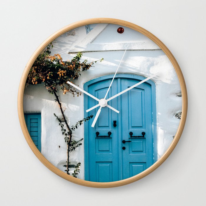 Little Blue Door | Paros, Greece Wall Clock