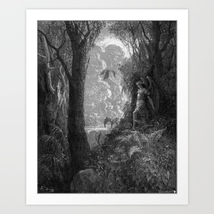 Satan hides in Paradise Gustave Dore Art Print