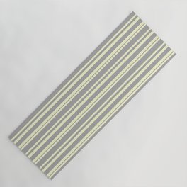 [ Thumbnail: Light Yellow & Dark Grey Colored Pattern of Stripes Yoga Mat ]